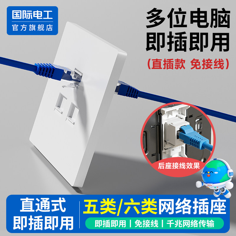 国际电工官方正品直通电脑插座图片