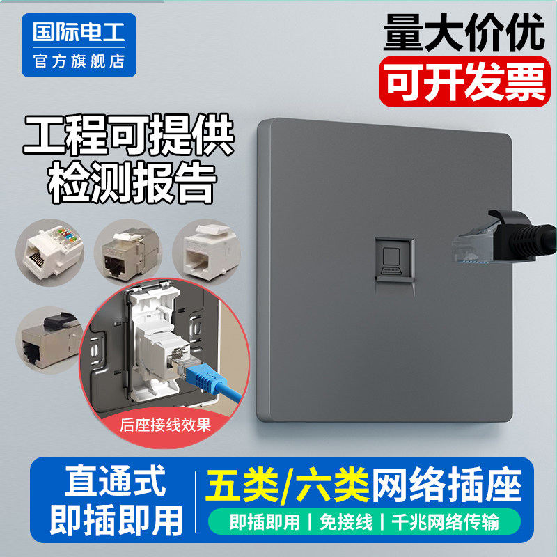 国际电工官方正品直通电脑插座