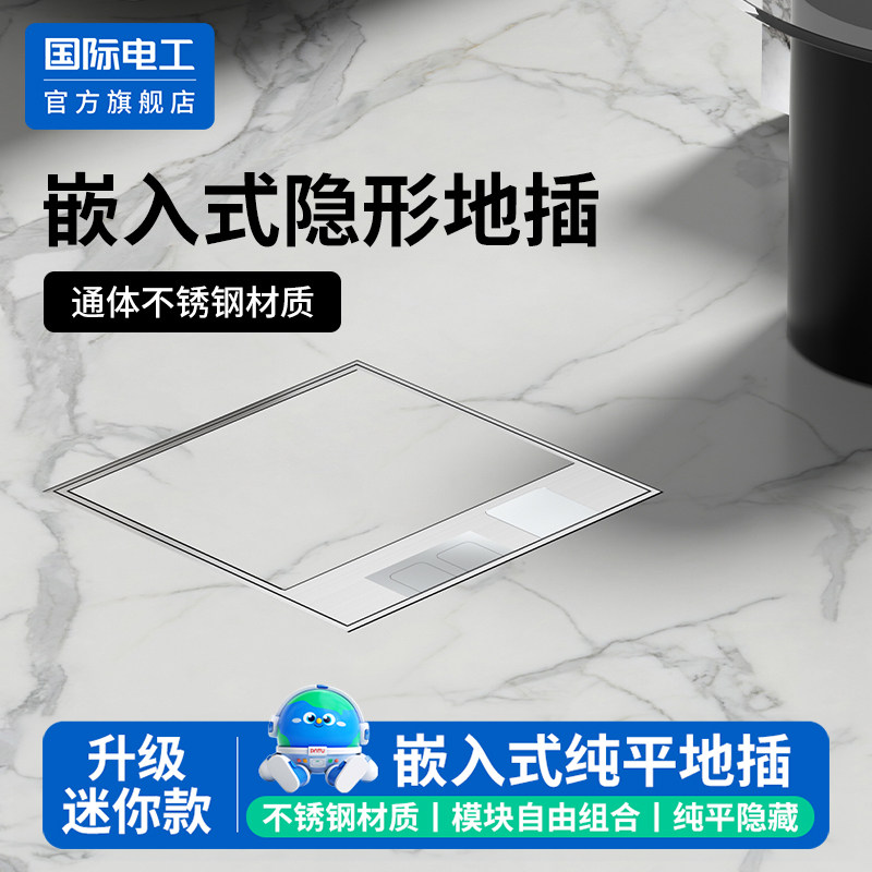 国际电工不锈钢隐形纯平地插盖板图片