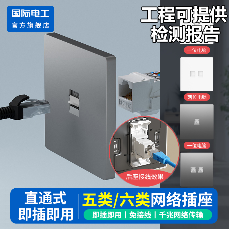 国际电工官方正品直通电脑插座