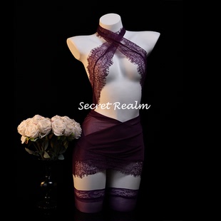 秘境「南柯一梦」性感睡衣蕾丝镂空透视连体内衣绑带诱惑纯欲qqny