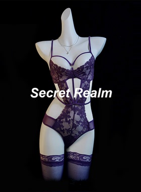 秘境「紫霞」性感蕾丝睡衣缕空露背御姐纯欲火辣紫色qqny