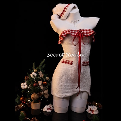 秘境「姜饼小熊」圣诞节cos制服装毛绒连体性感睡裙纯欲战袍qqny