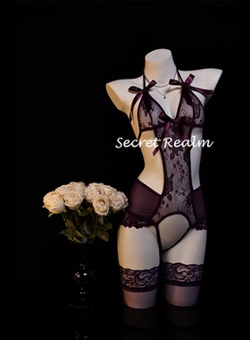 秘境「沦陷」性感蕾丝薄款绑带镂空透视内衣情调诱惑睡衣纯欲qqny