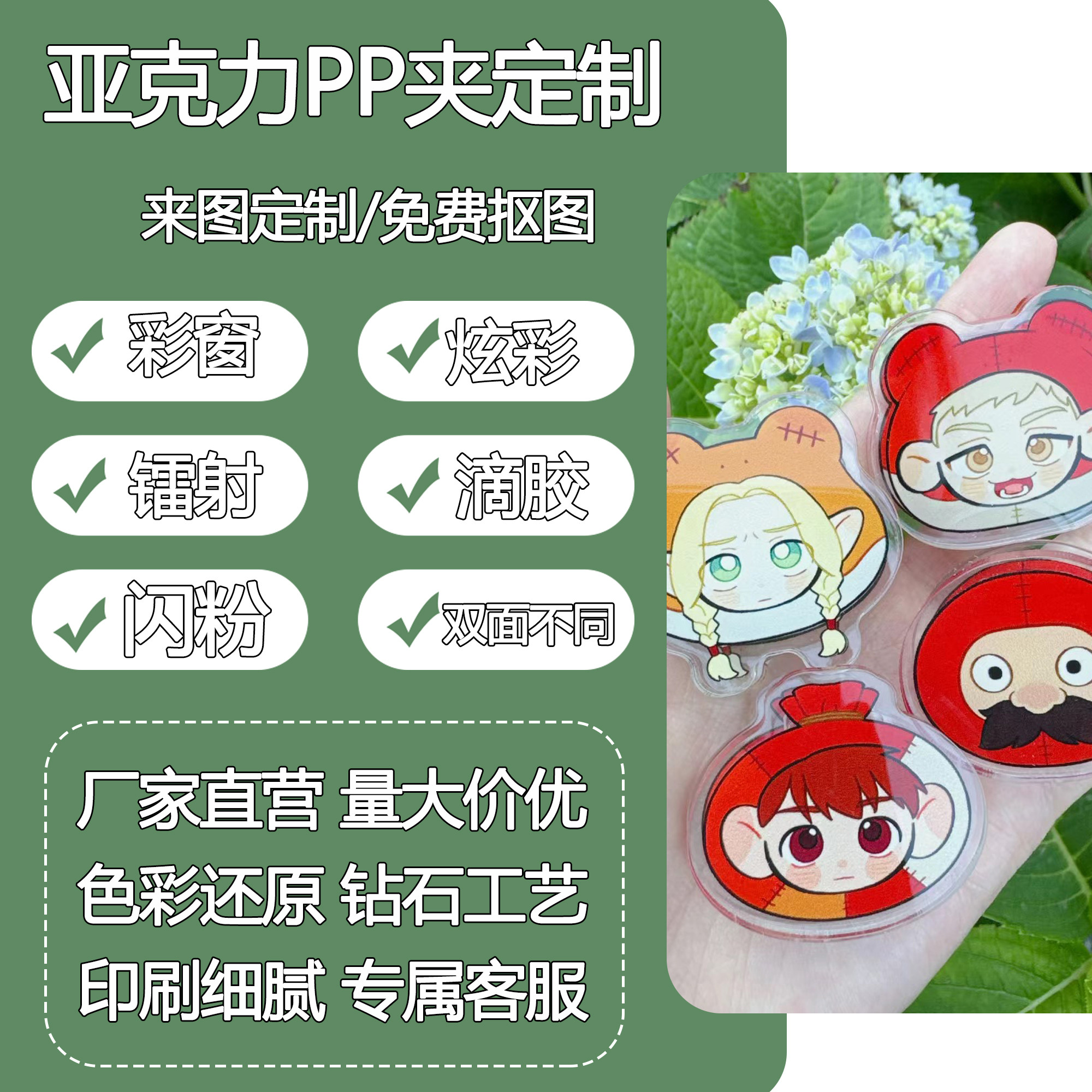 亚克力pp夹来图定制卡通动漫明星周边DIY创意滴胶Q版便签夹子定做图片