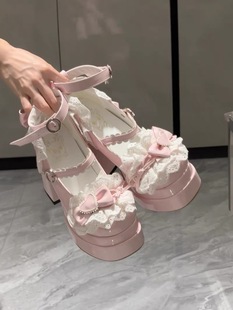 原创Lolita圆头洛丽塔甜美单鞋 新款 女2025夏季 原创梦幻蝴蝶高跟鞋