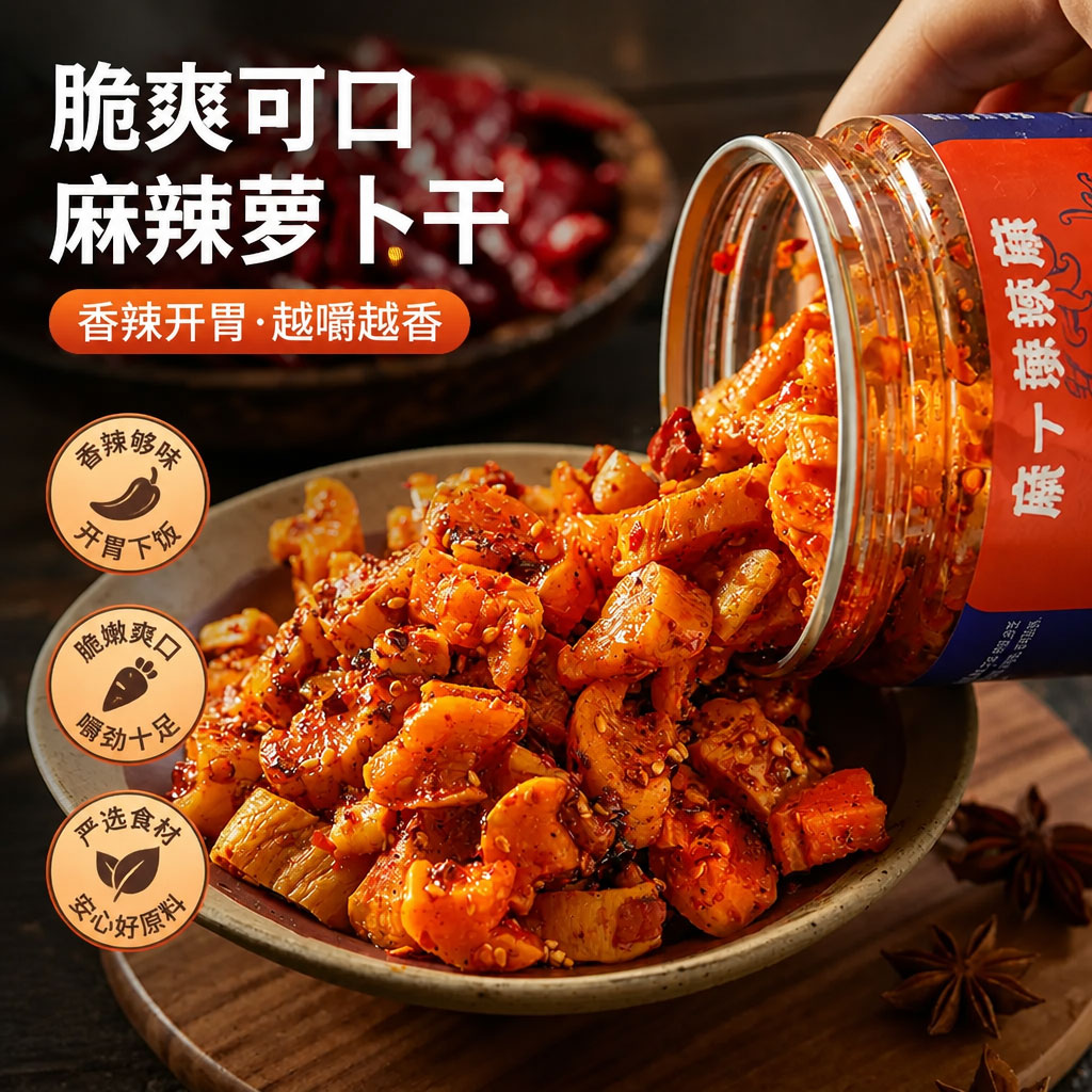 正品麻辣萝卜干罐装清脆爽口麻辣