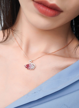 合金铜蛇骨链女宝石项链不生锈