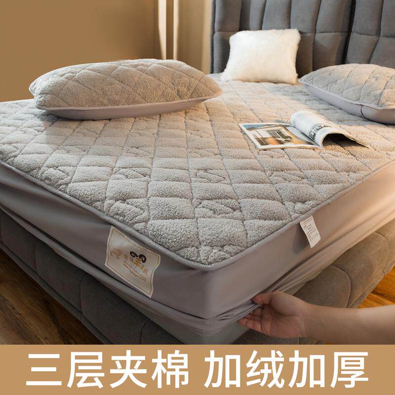 羊羔绒床笠冬季加厚夹棉床套罩垫保暖牛奶珊瑚绒单件床罩冬天加绒