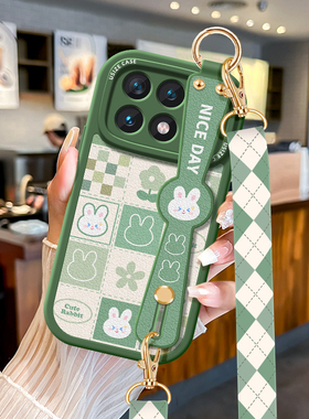 春天绿色适用红米note13pro挂绳K60手机壳redmi斜挎note12Turbo保护套k40可背带k50女款小米跨腕带mi防摔软壳