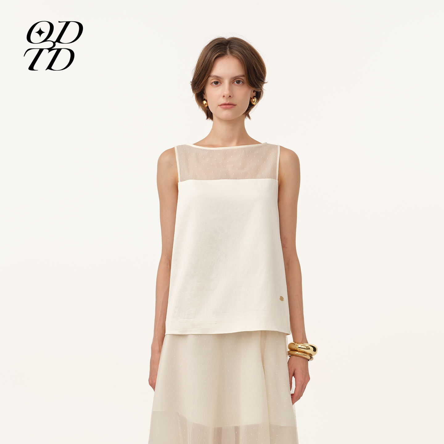 【设计师女装】ODTD26春夏新款羊毛蕾丝拼接网纱H型背心吊带上衣,女装/女士精品,背心吊带,淘宝优惠券,粉丝福利购,淘宝优惠卷