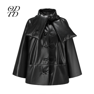 秋冬新款 设计师品牌 PU棉服外套女 ODTD