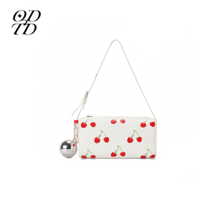 【设计师女装】ODTD26春夏新款质感金属球樱桃印花手提包勒梅尔风