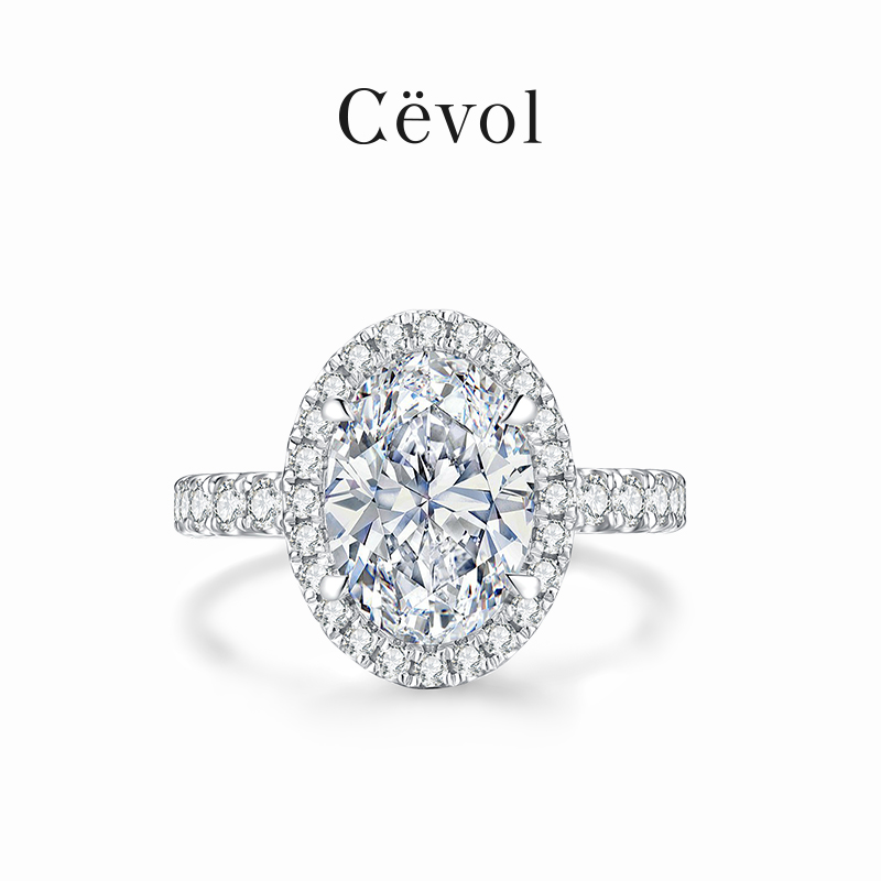 Cevol新奢钻石 璀璨系列 铂金培育钻石结婚围镶1克拉钻戒指女