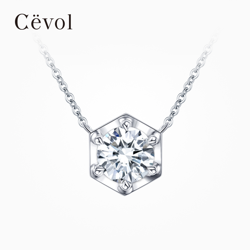 CEVOL新奢钻石 光芒系列 显大铂金钻石项链叠戴耳饰时尚女礼物