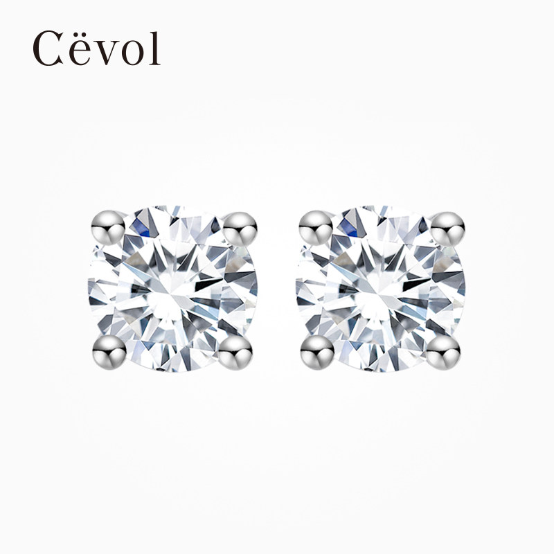 【培育】Cevol新奢钻石 经典系列单颗钻石闪耀异形钻通勤耳钉