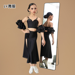 新款拉丁舞服女童高档专业国标集训演出练功服摩登裙套装练习班服