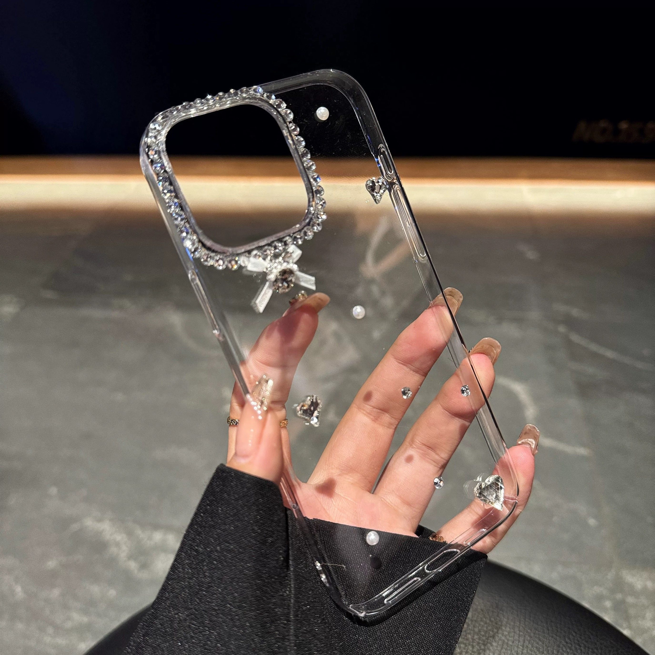ins小清新小众diy定制水钻蝴蝶结透明适用iPhone16promax手机壳12苹果15pro max保护套14por防摔13轻奢女款