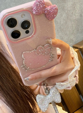 高级感闪钻蝴蝶结kitty猫苹果14promax手机壳15蛇年新款14闺蜜131211