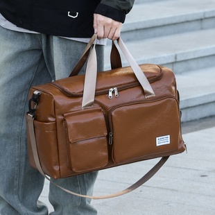 复古大容量旅行皮包男便携防水手提袋行李箱附加包短途出差收纳包