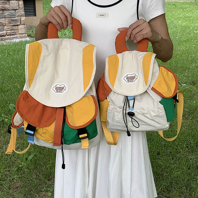 多功能撞色双肩包大容量亲子背包