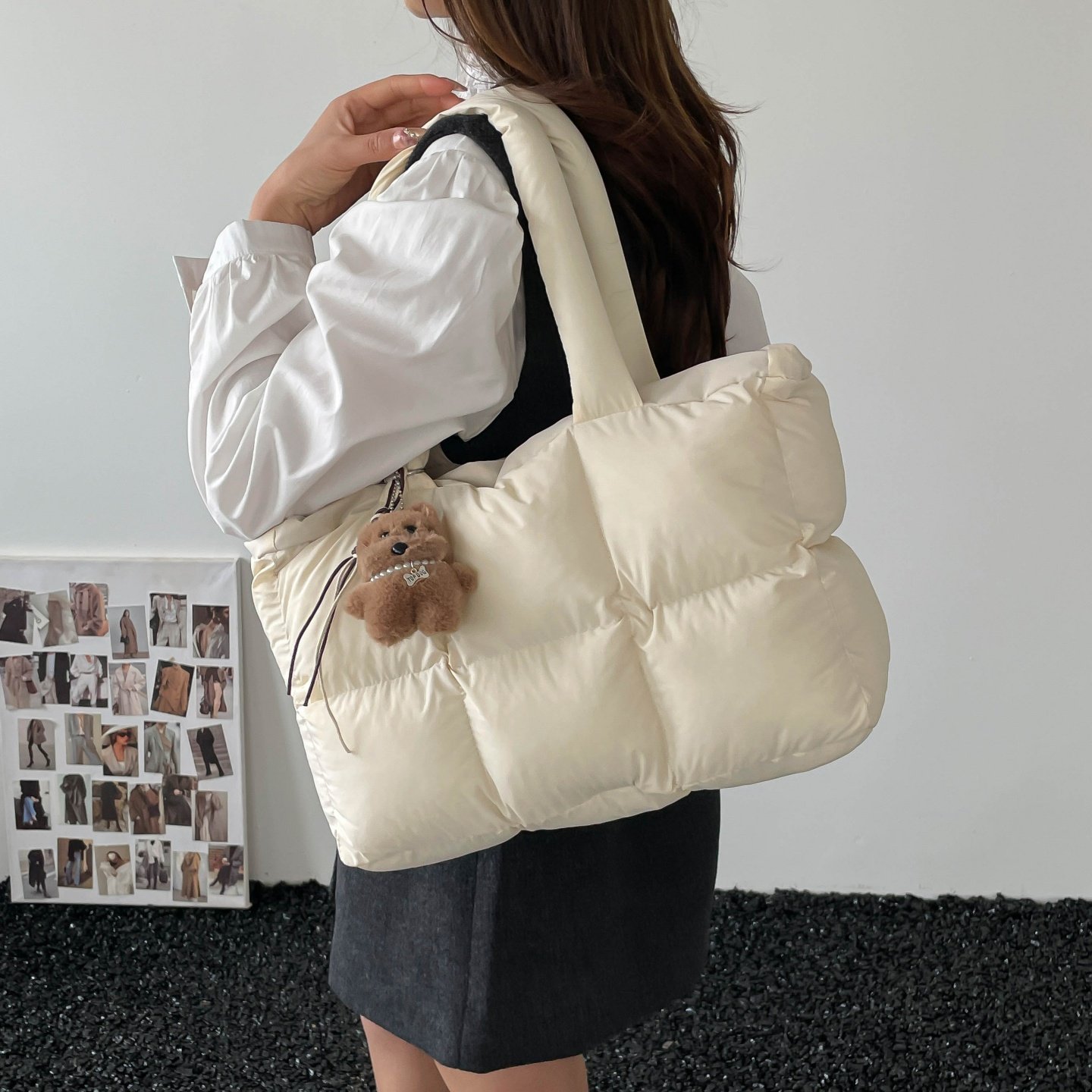 新款时尚托特包柔软夹棉棉服包包上班通勤包女手提包轻便腋下包包,箱包皮具/热销女包/男包,托特包,淘宝优惠券,粉丝福利购,淘宝优惠卷