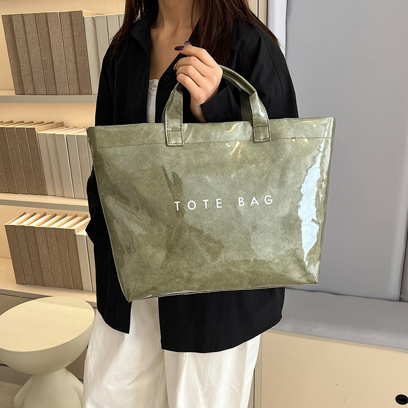 时尚复古托特包大容量透明通勤包