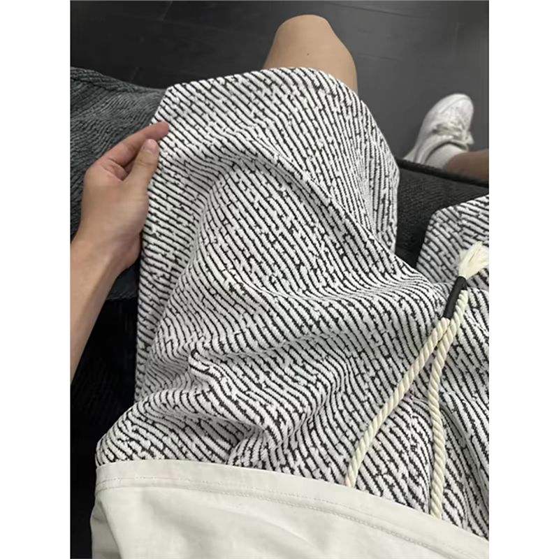 小香风针织短裤男款夏季潮牌斑马条纹裤子美式高级感运动风五分裤
