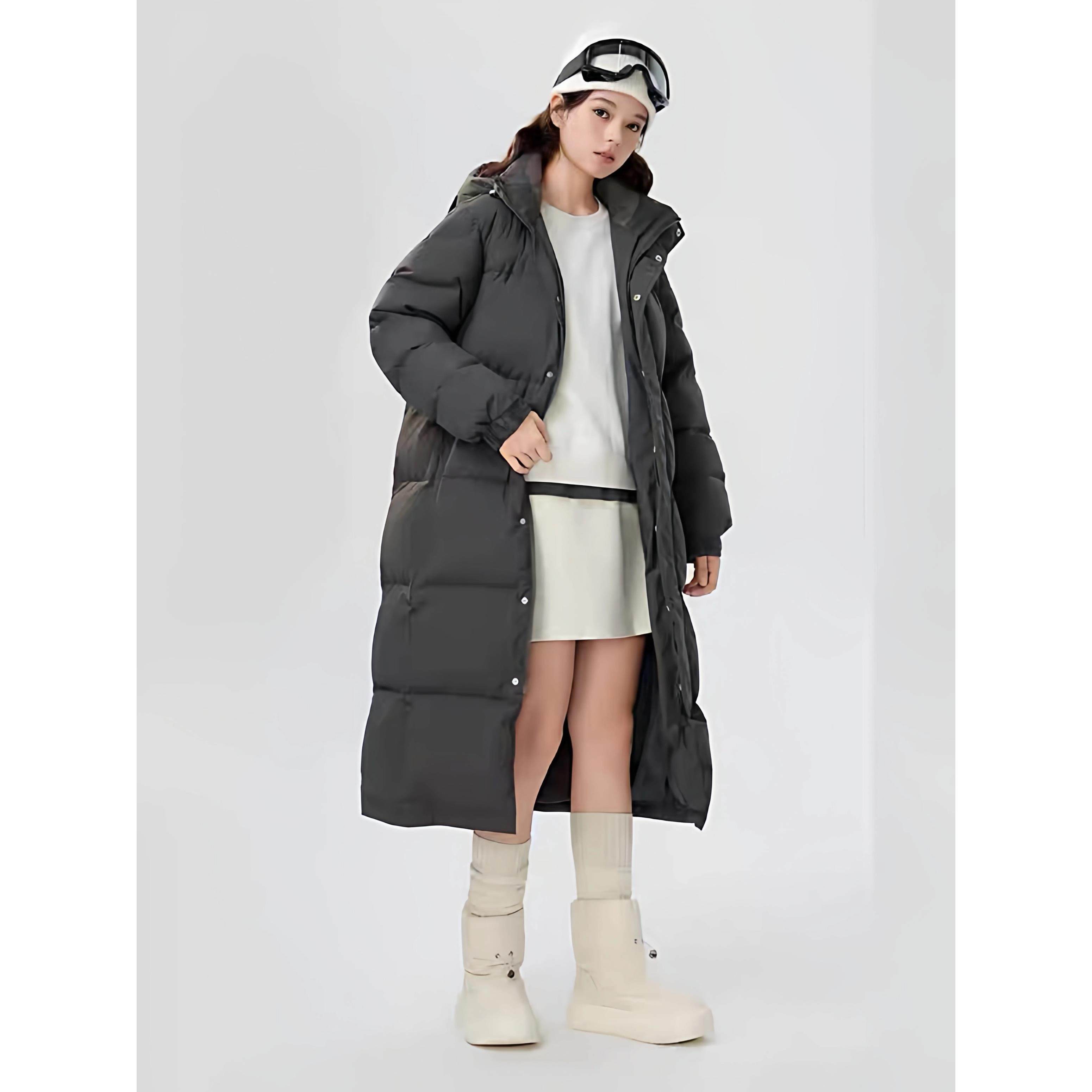 凸乆鸟CV羽绒服男女超长款过膝加厚冬季2026新款情侣宽松外套中戏