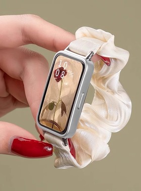 雪纺冰丝大肠发圈适用KeepB5手环B4手表表带B5lite新款智能运动B4lite替换B3/B2腕带单圈小众高级夏天男女16