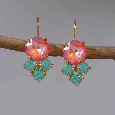 New Arrival Rainbow Crystal Dangle Earrings Cute rendy Geome