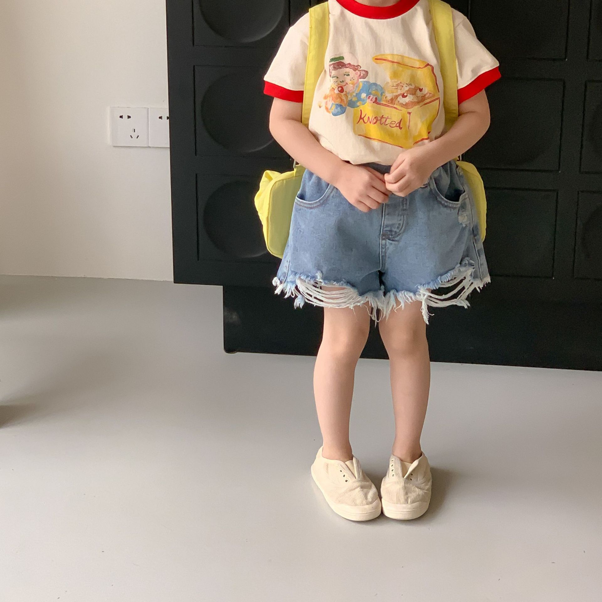 女童牛仔裤2023夏季新款中小童2-7岁5分裤儿童韩版破洞短裤洋气