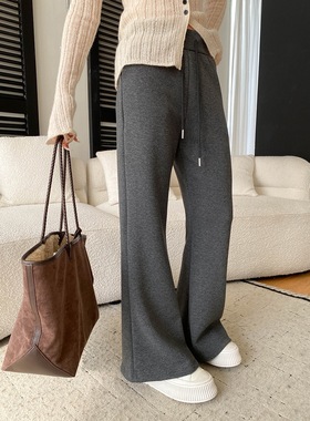 司南 早春新款 懒人万能搭抽绳高腰垂感阔腿微喇叭休闲裤 SN8517