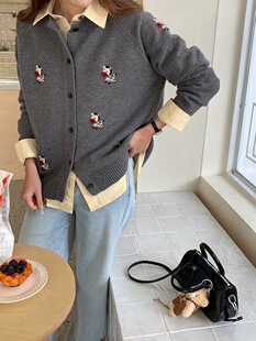 3th Morning 早春新款 趣味卡通小马刺绣针织开衫毛衣ZY3947