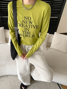 司南 早春新款 时髦腔调撞色字母印花正肩显瘦T恤打底衫 SN8604