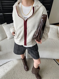 小众设计感撞色拉链宽松显瘦连帽卫衣外套 穿搭 SN8515 美式 司南