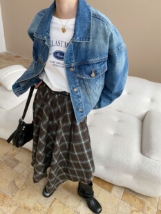 司南 腔调丹宁 重工怀旧感渐变水洗宽松休闲夹克牛仔外套 SN8074