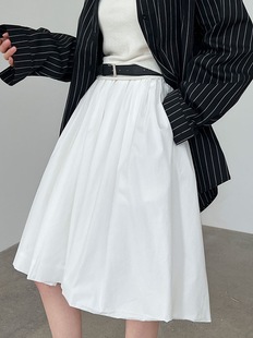 显瘦减龄百搭短裙1878 新款 鹿西 韩系简约高腰花苞半裙女2025夏季