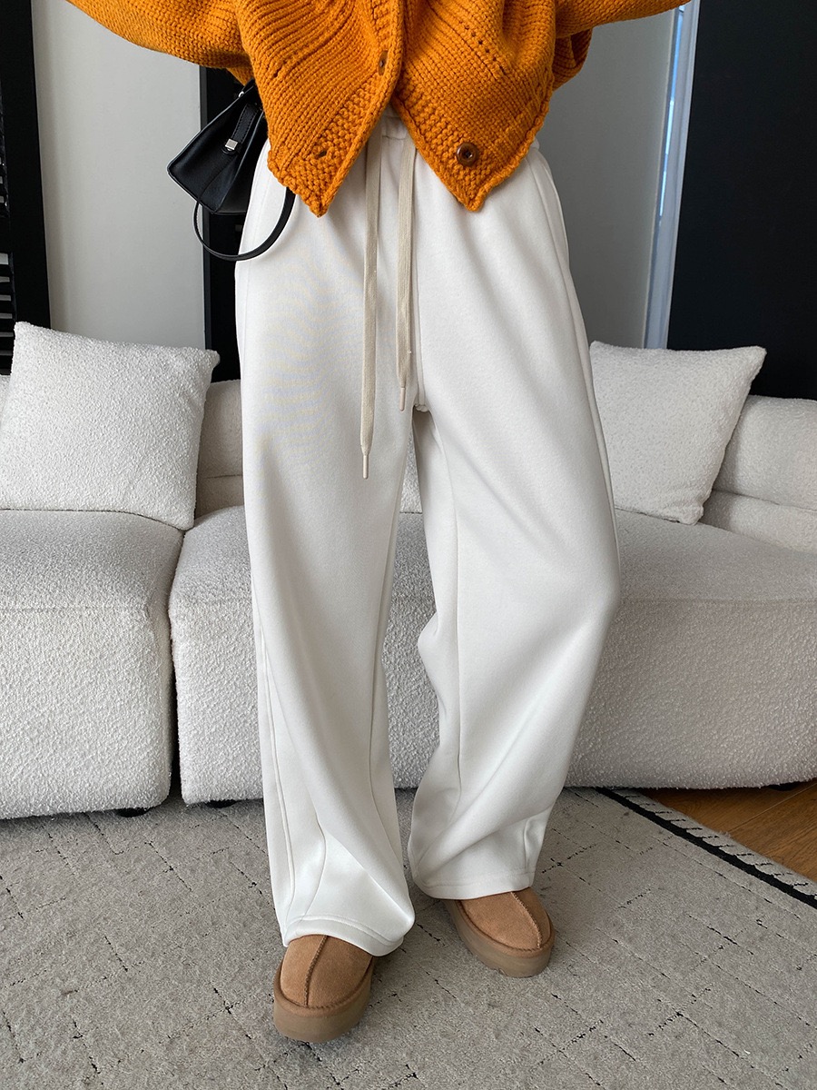 司南 入冬搭配王 慵懒风立体弯刀剪裁阔腿拖地加绒休闲裤 SN8349