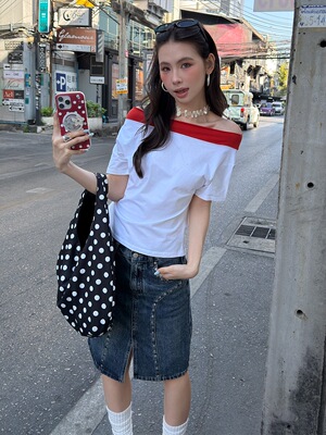 「 1.14 春夏新品 」 MMFISH 复古水洗铆钉工艺开衩牛仔裙 26Q028