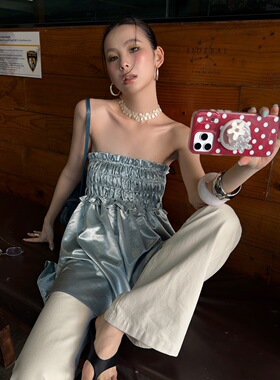 「 1.14 春夏新品 」 MMFISH 褶皱花边多穿光泽抹胸半裙 26Q010