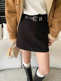 司南 腿精日常 法式垂感高腰包臀显瘦小个子A字毛呢短裙 SN8427