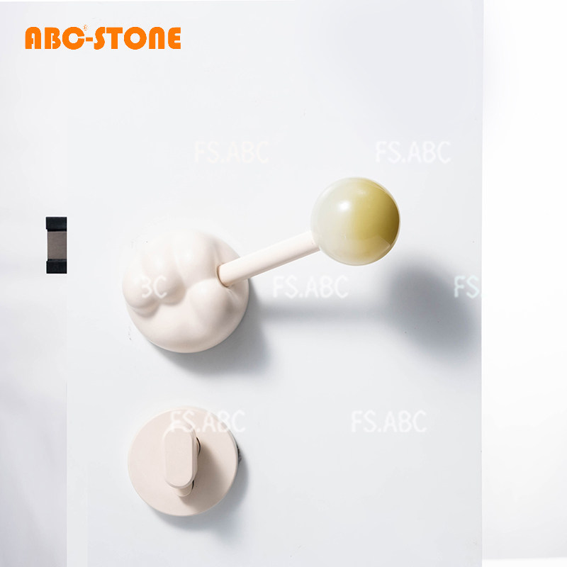 FS.ABC猫星人卡其天然石材门锁宠物家居静音通用型房门双开门锁