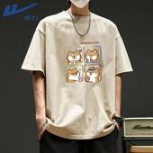 回力卡通可爱柴犬短袖 百搭衣服 潮流2025新款 t恤男夏季 潮牌五分袖