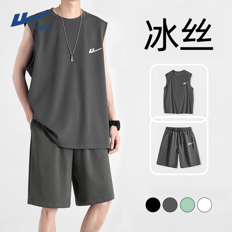 回力男士夏天套装潮牌背回力