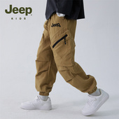男童秋冬款 男大童裤 2025新款 Jeep吉普童装 加绒工装 裤 子束脚运动裤