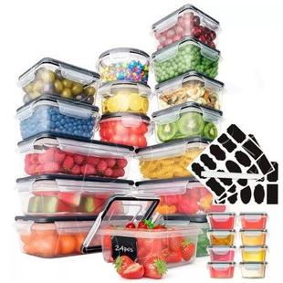 拉车套罩食品级pp收纳盒24件套饭盒冰箱保鲜果蔬食物分类储物厨房