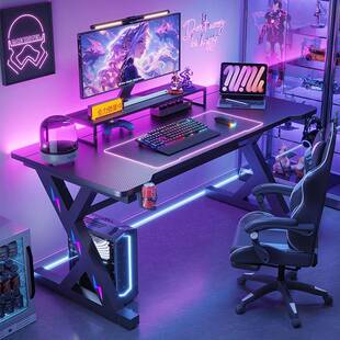 电竞桌二分段台式电脑桌家用可装机械臂碳纤维网红游戏办公桌子拉
