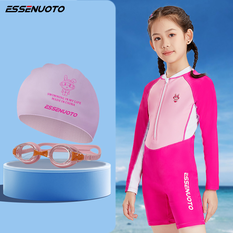 水上先生女童速干亲肤连体泳衣