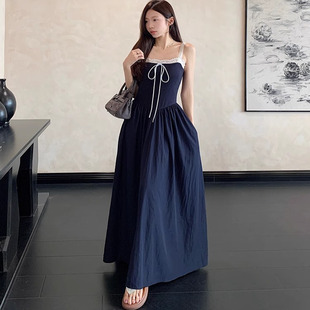 新款 纯欲风蕾丝拼接绑带短裙子 甜美收腰修身 吊带连衣裙女2025夏季